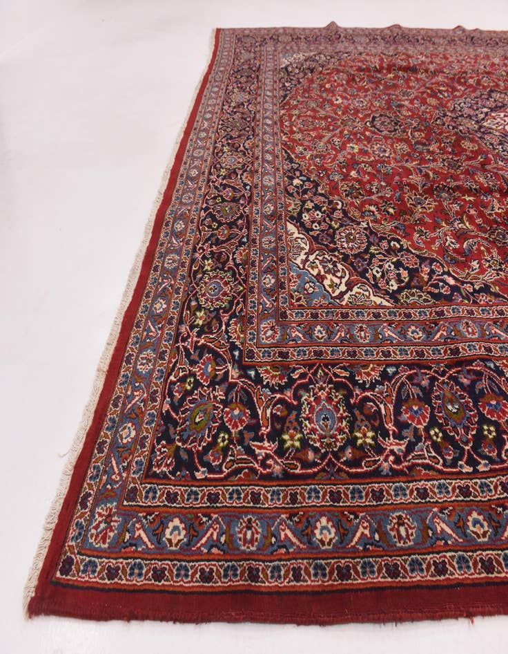 Detail image of  9' 9 x 12' 6  Hand Knotted Kashan Persian Wool Rug