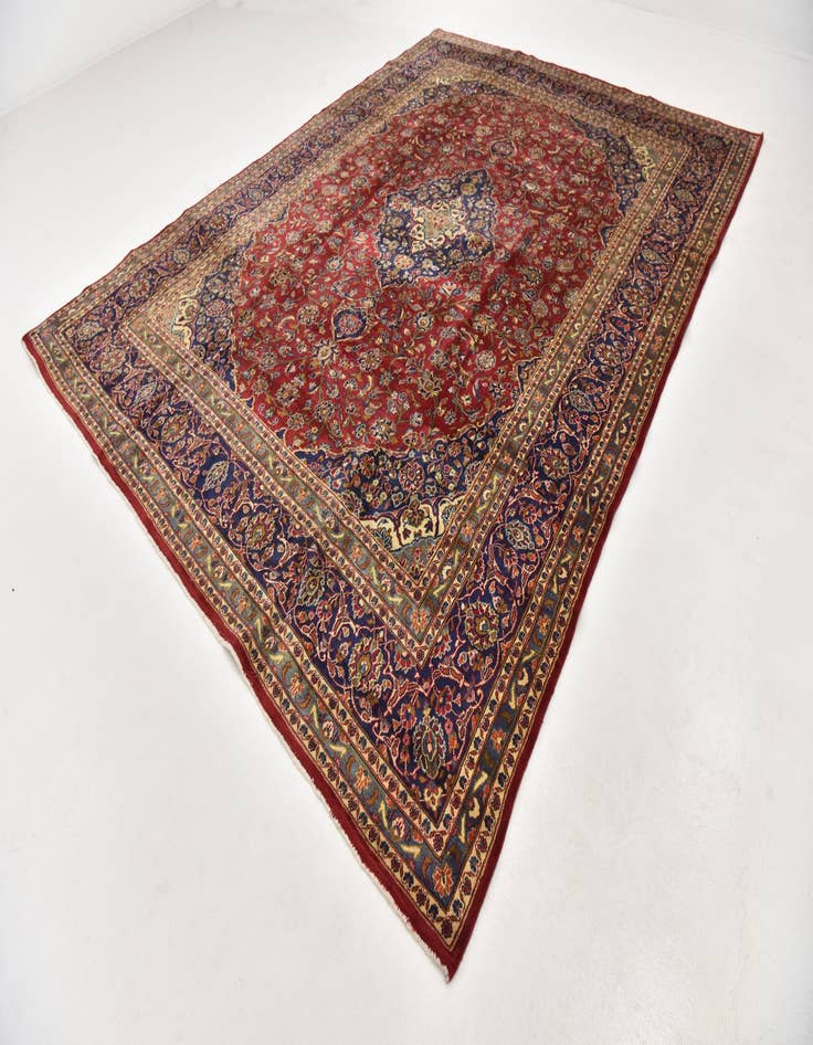 Detail image of  9' 6 x 13'  Hand Knotted Kashan Persian Wool Rug