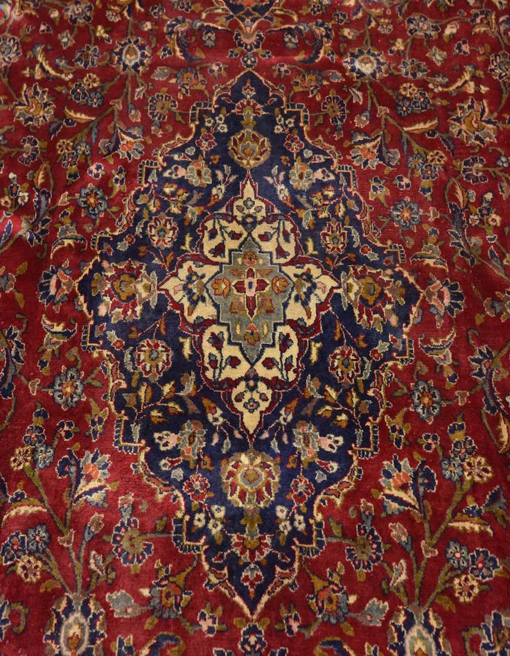 Detail image of  9' 6 x 13'  Hand Knotted Kashan Persian Wool Rug