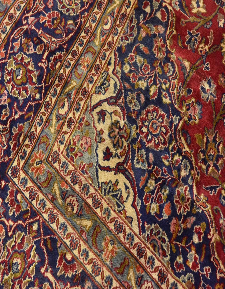Detail image of  9' 6 x 13'  Hand Knotted Kashan Persian Wool Rug