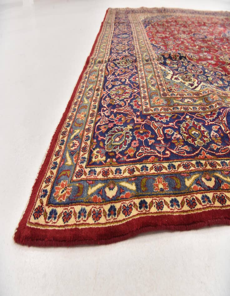 Detail image of  9' 6 x 13'  Hand Knotted Kashan Persian Wool Rug