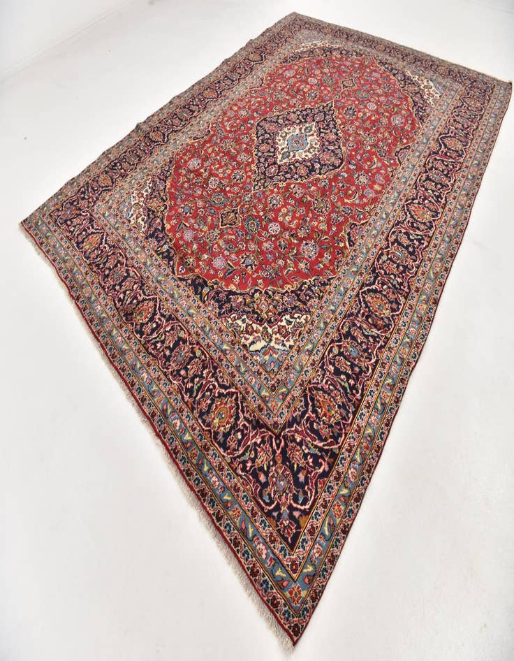 Detail image of  9' 6 x 12' 10  Hand Knotted Kashan Persian Wool Rug