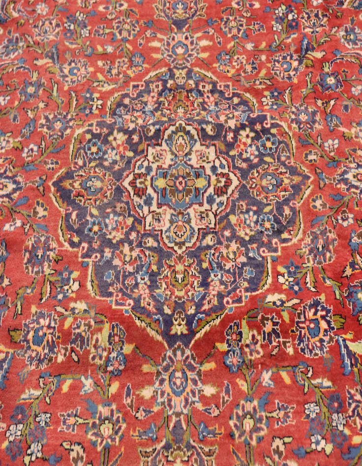 Detail image of  9' 8 x 13'  Hand Knotted Kashan Persian Wool Rug