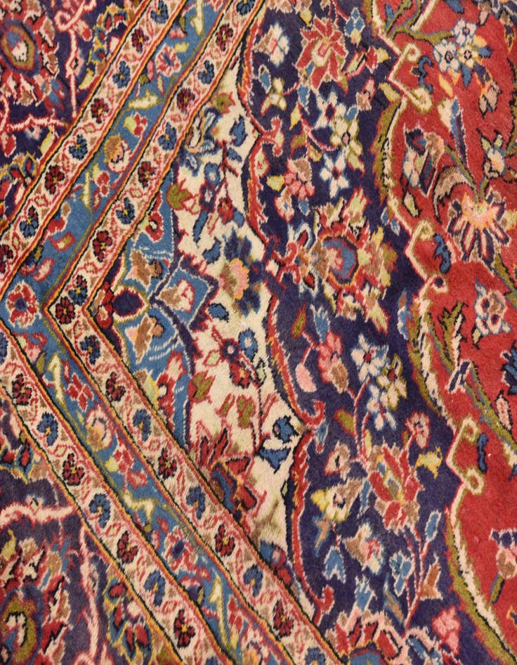 Detail image of  9' 8 x 13'  Hand Knotted Kashan Persian Wool Rug