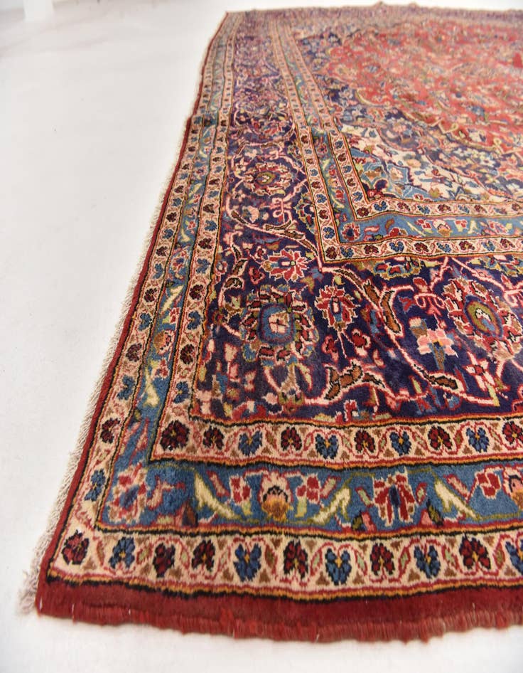 Detail image of  9' 8 x 13'  Hand Knotted Kashan Persian Wool Rug