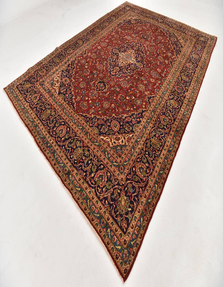 Detail image of  9' 6 x 12' 10  Hand Knotted Kashan Persian Wool Rug