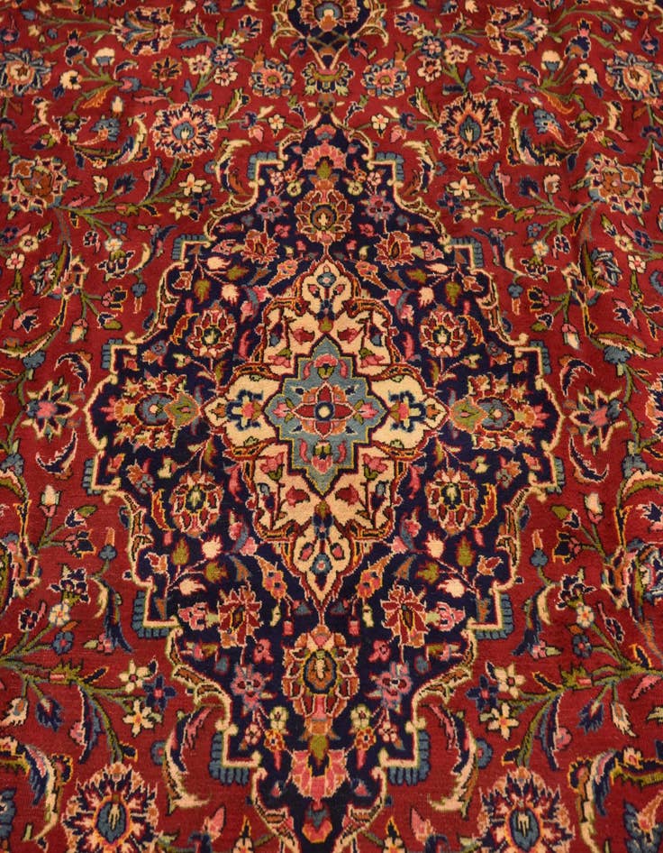 Detail image of  9' 6 x 12' 10  Hand Knotted Kashan Persian Wool Rug
