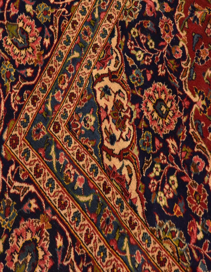 Detail image of  9' 6 x 12' 10  Hand Knotted Kashan Persian Wool Rug