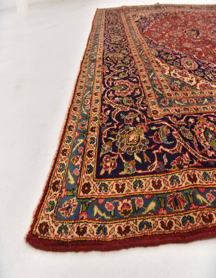 Detail image of  9' 6 x 12' 10  Hand Knotted Kashan Persian Wool Rug