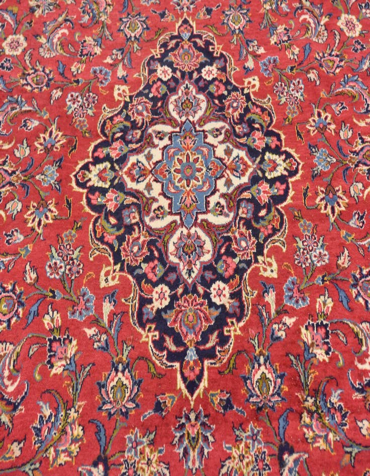 Detail image of  9' 7 x 12' 10  Hand Knotted Kashan Persian Wool Rug