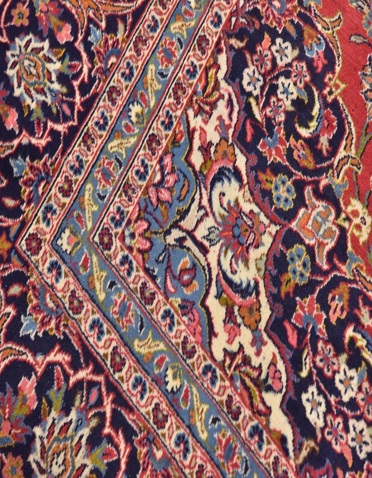 Detail image of  9' 7 x 12' 10  Hand Knotted Kashan Persian Wool Rug