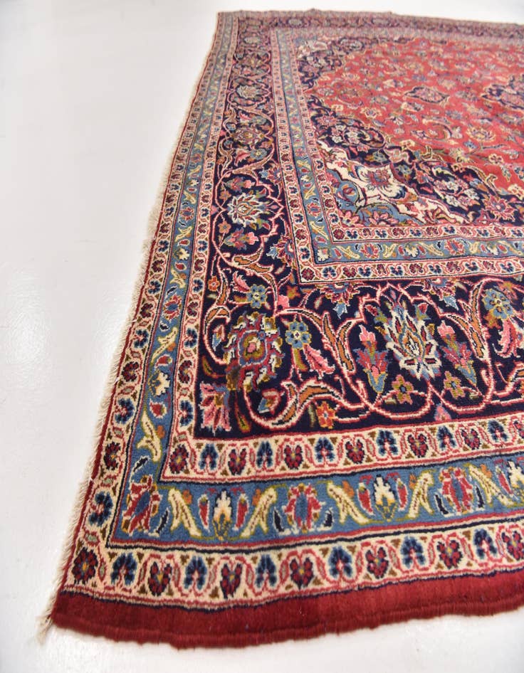 Detail image of  9' 7 x 12' 10  Hand Knotted Kashan Persian Wool Rug