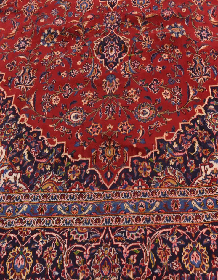 Detail image of  9' 10 x 12' 10  Hand Knotted Kashan Persian Wool Rug