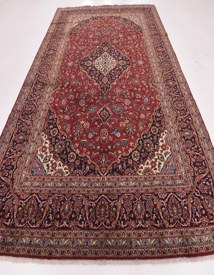 Detail image of  9' 8 x 13' 3  Hand Knotted Kashan Persian Wool Rug