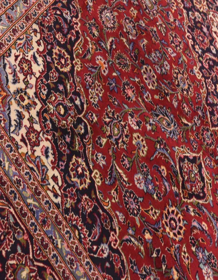 Detail image of  9' 8 x 13' 3  Hand Knotted Kashan Persian Wool Rug