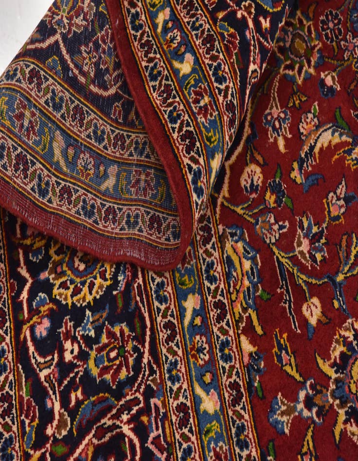 Detail image of  9' 7 x 13' 8  Hand Knotted Kashan Persian Wool Rug