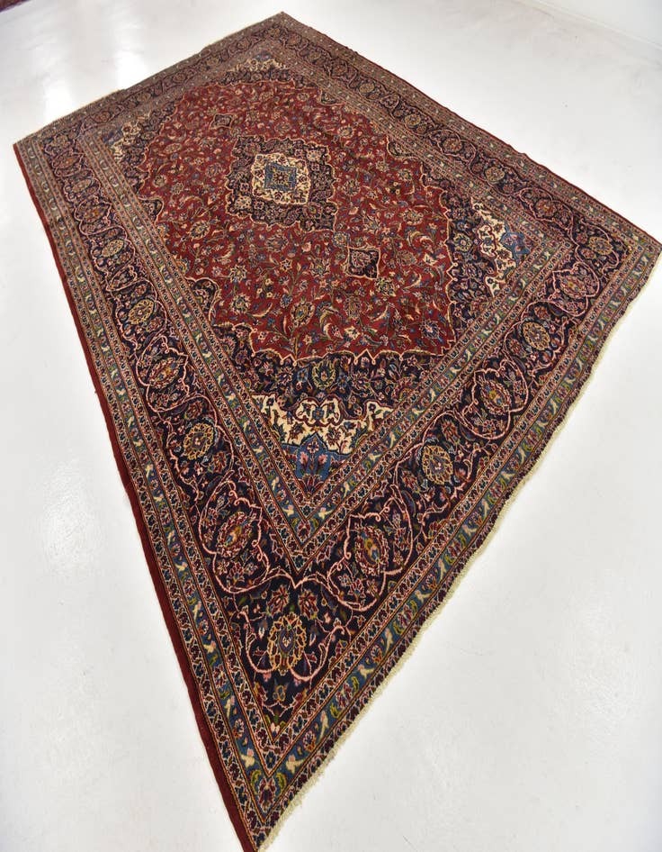 Detail image of  9' 7 x 13' 8  Hand Knotted Kashan Persian Wool Rug