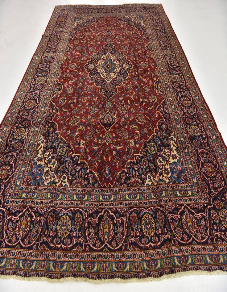 Detail image of  9' 7 x 13' 8  Hand Knotted Kashan Persian Wool Rug