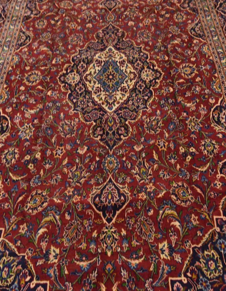 Detail image of  9' 7 x 13' 8  Hand Knotted Kashan Persian Wool Rug