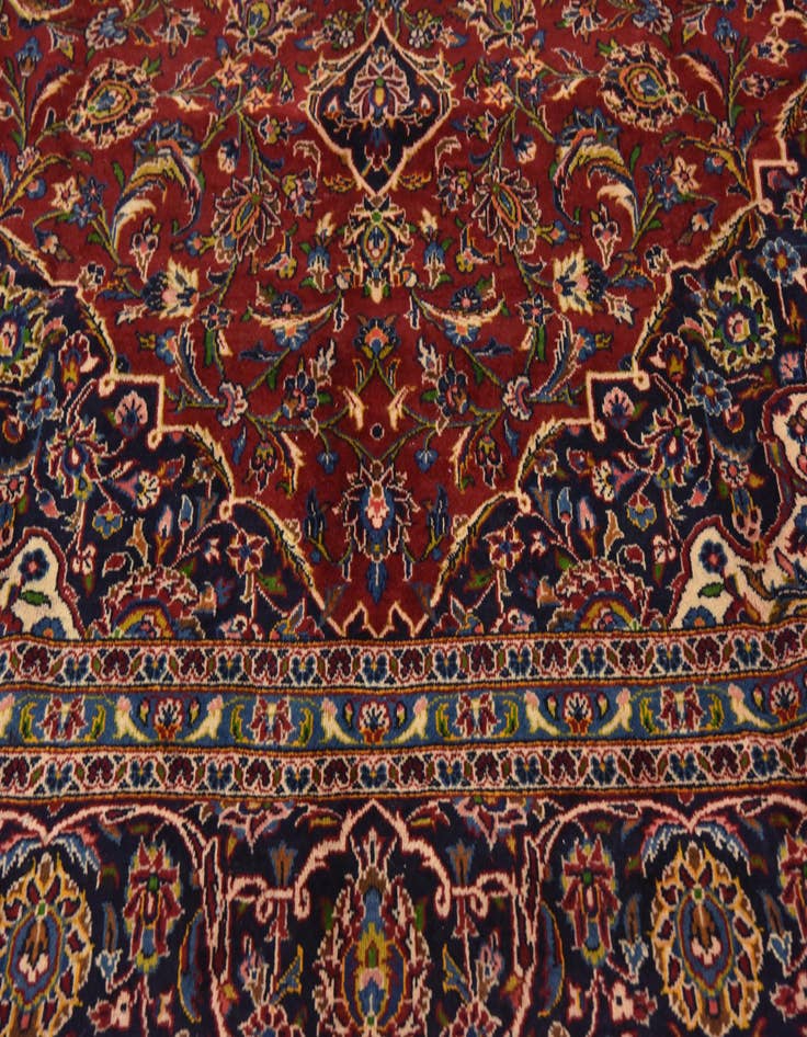 Detail image of  9' 7 x 13' 8  Hand Knotted Kashan Persian Wool Rug