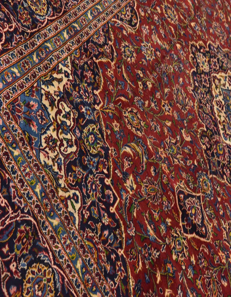 Detail image of  9' 7 x 13' 8  Hand Knotted Kashan Persian Wool Rug