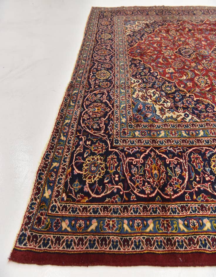 Detail image of  9' 7 x 13' 8  Hand Knotted Kashan Persian Wool Rug