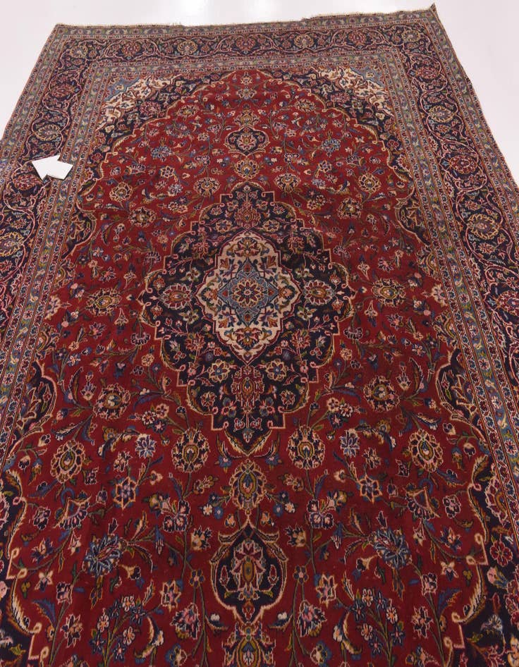 Detail image of  9' 6 x 12'  Hand Knotted Kashan Persian Wool Rug