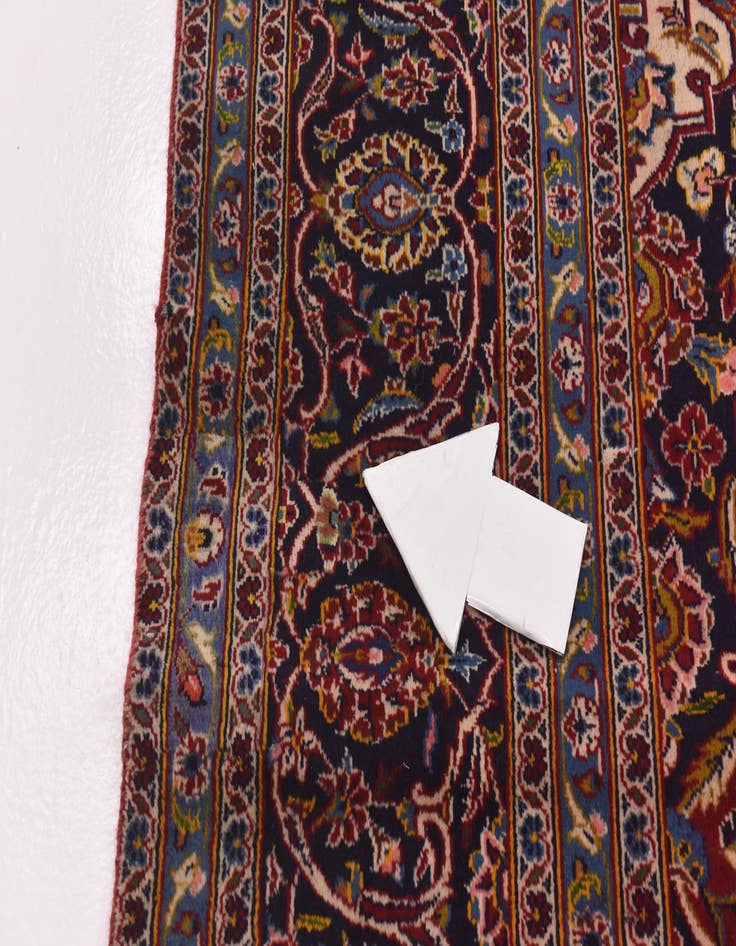 Detail image of  9' 6 x 12'  Hand Knotted Kashan Persian Wool Rug