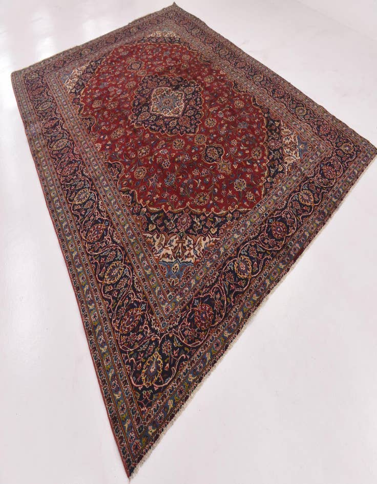 Detail image of  9' 6 x 12'  Hand Knotted Kashan Persian Wool Rug