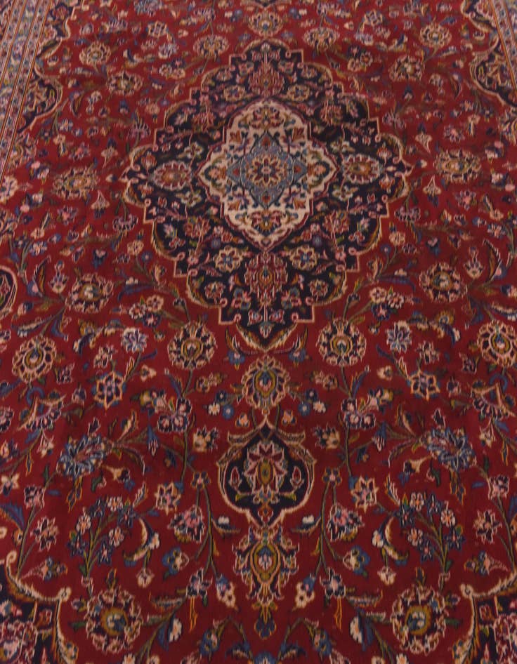 Detail image of  9' 6 x 12'  Hand Knotted Kashan Persian Wool Rug