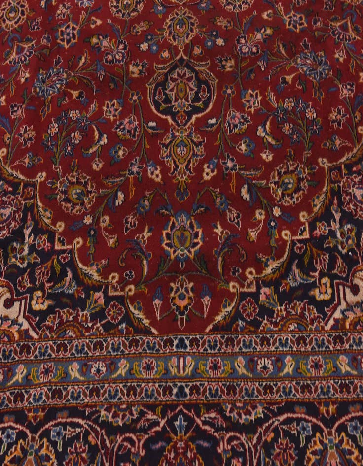 Detail image of  9' 6 x 12'  Hand Knotted Kashan Persian Wool Rug