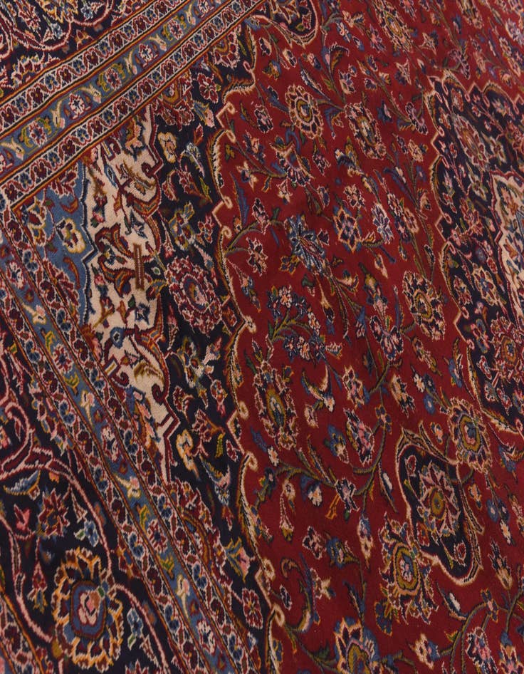 Detail image of  9' 6 x 12'  Hand Knotted Kashan Persian Wool Rug