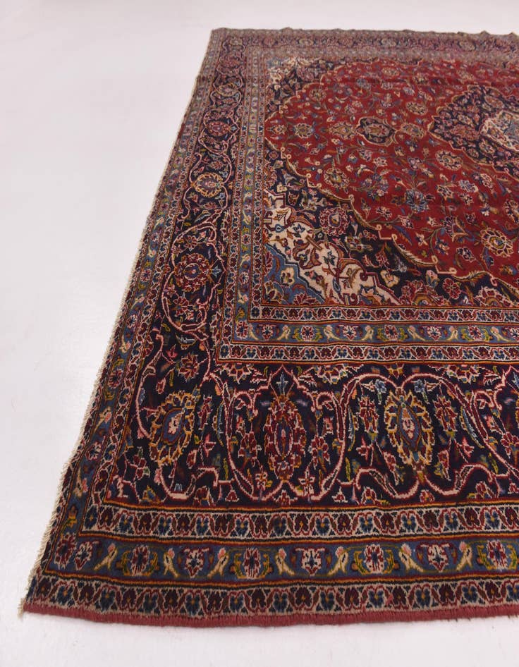 Detail image of  9' 6 x 12'  Hand Knotted Kashan Persian Wool Rug