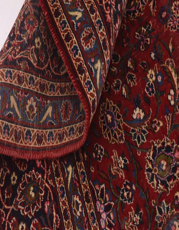 Detail image of  9' 6 x 13'  Hand Knotted Kashan Persian Wool Rug