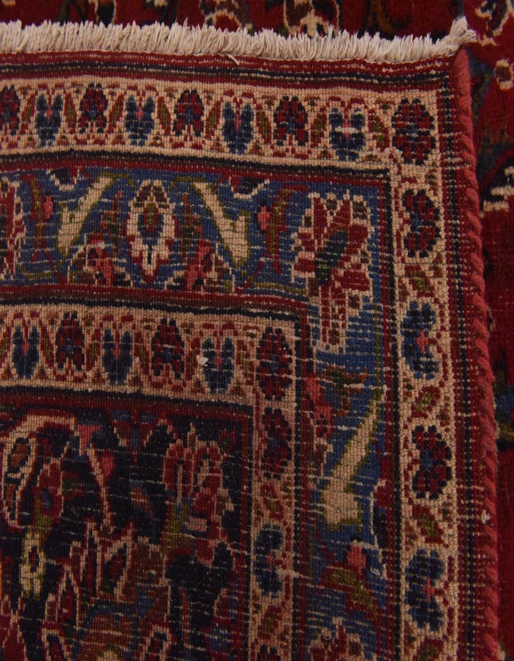 Detail image of  9' 6 x 13'  Hand Knotted Kashan Persian Wool Rug