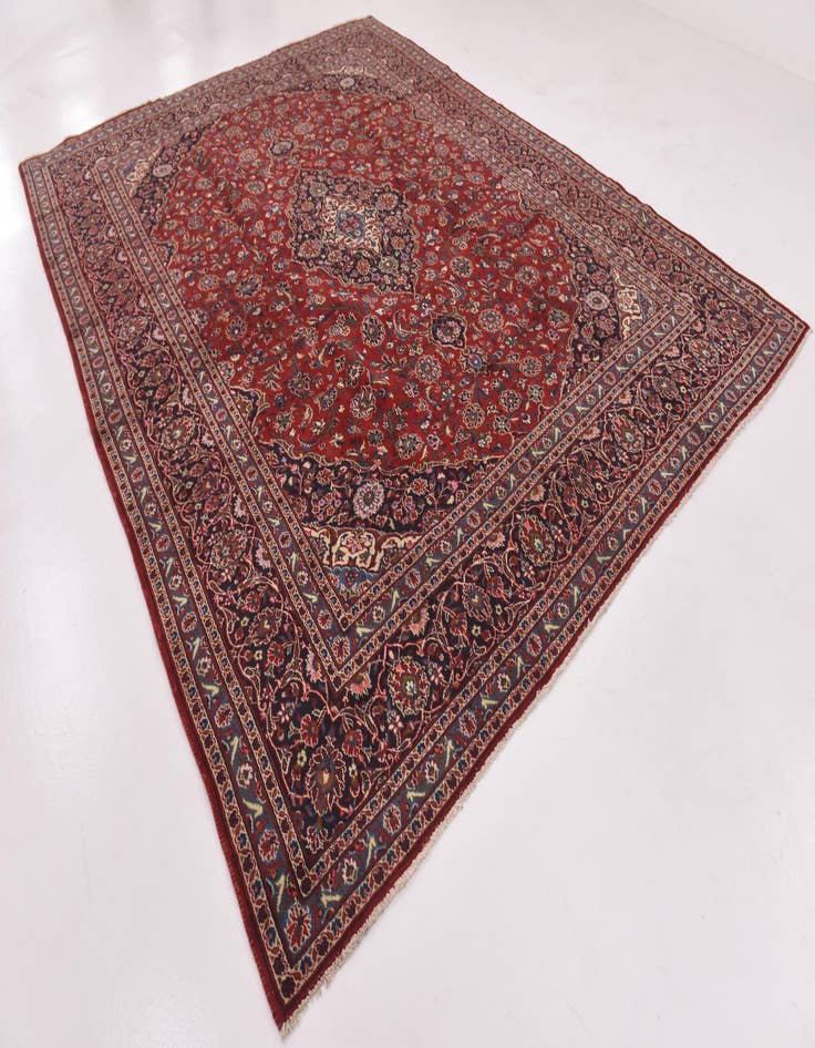 Detail image of  9' 6 x 13'  Hand Knotted Kashan Persian Wool Rug