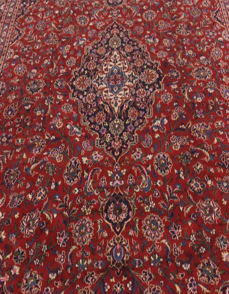 Detail image of  9' 6 x 13'  Hand Knotted Kashan Persian Wool Rug