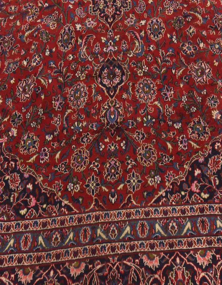 Detail image of  9' 6 x 13'  Hand Knotted Kashan Persian Wool Rug