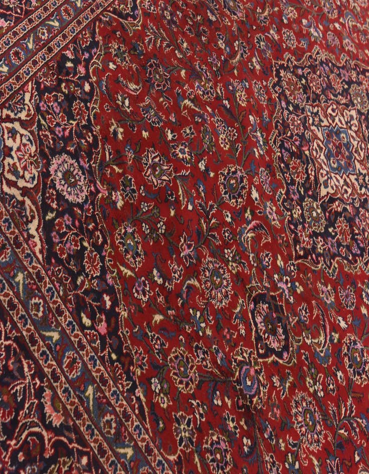 Detail image of  9' 6 x 13'  Hand Knotted Kashan Persian Wool Rug