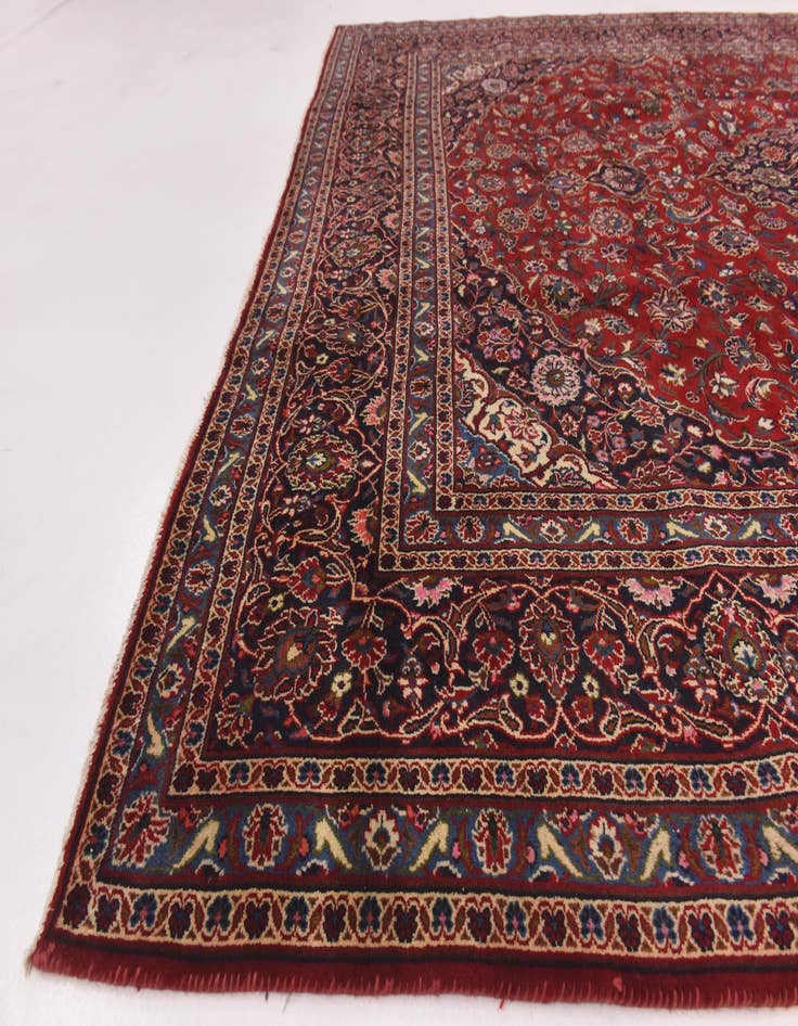 Detail image of  9' 6 x 13'  Hand Knotted Kashan Persian Wool Rug