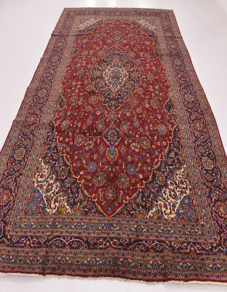 Detail image of  9' 7 x 12' 9  Hand Knotted Kashan Persian Wool Rug