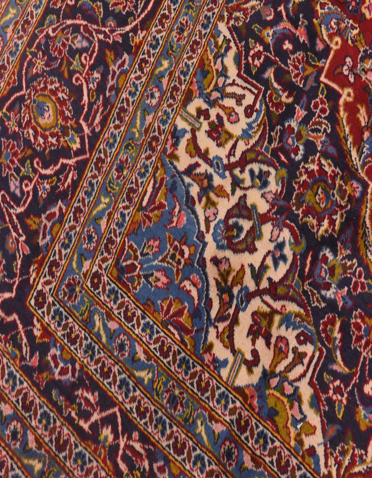 Detail image of  9' 7 x 12' 9  Hand Knotted Kashan Persian Wool Rug