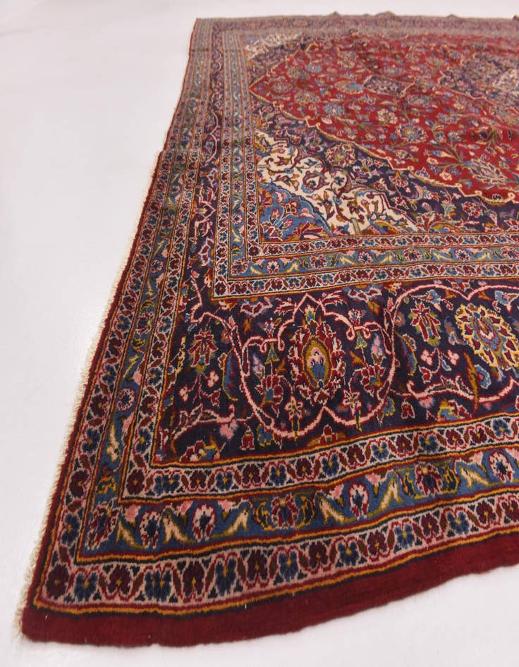 Detail image of  9' 7 x 12' 9  Hand Knotted Kashan Persian Wool Rug