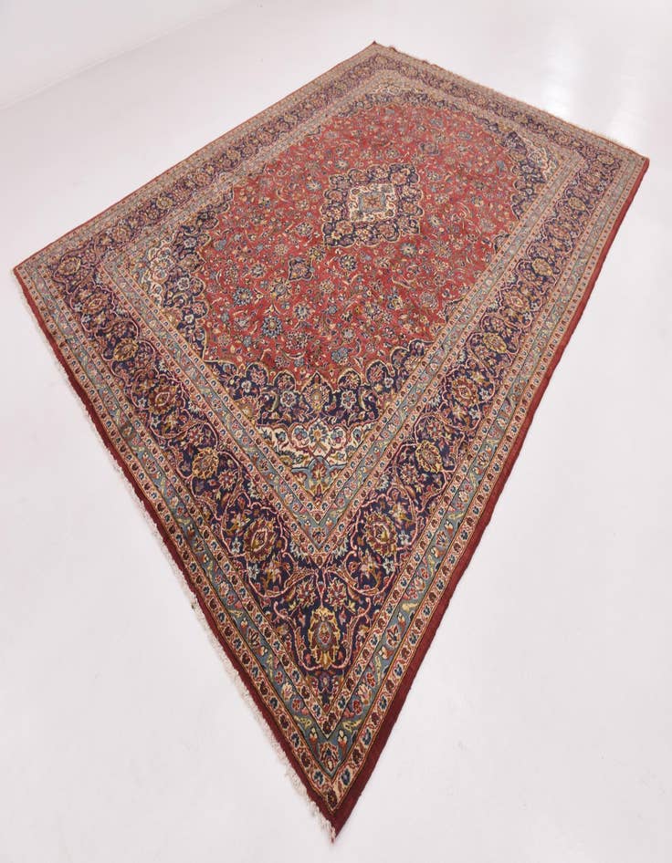 Detail image of  9' 9 x 13' 2  Hand Knotted Kashan Persian Wool Rug