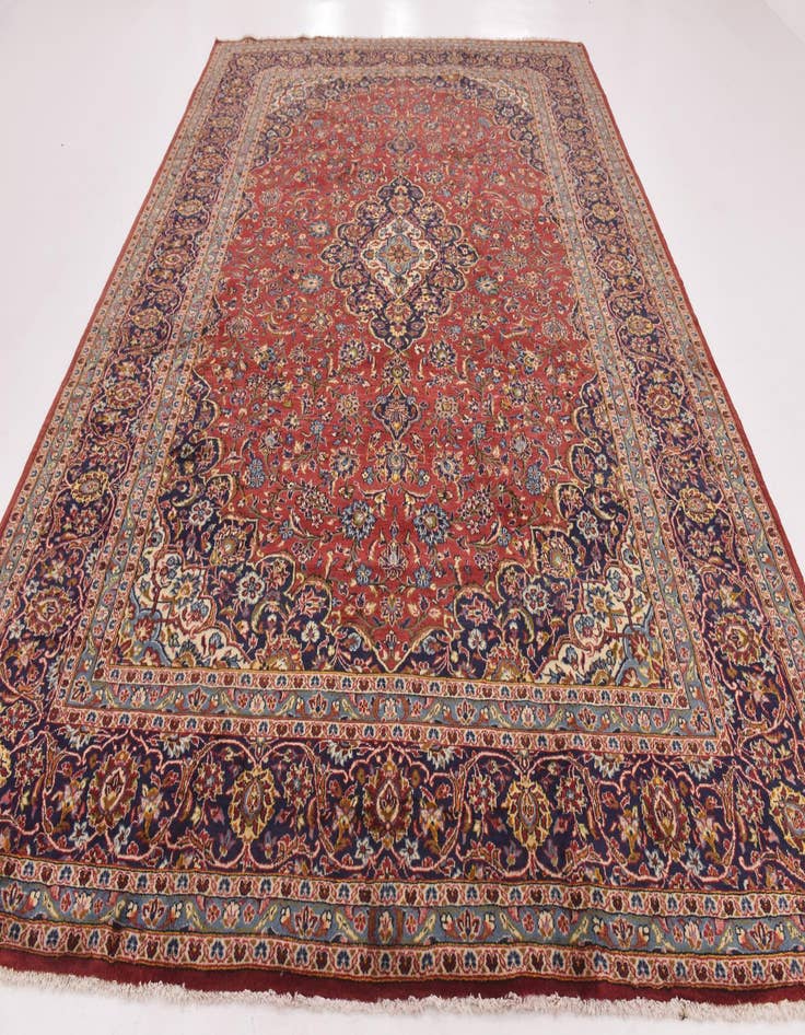 Detail image of  9' 9 x 13' 2  Hand Knotted Kashan Persian Wool Rug