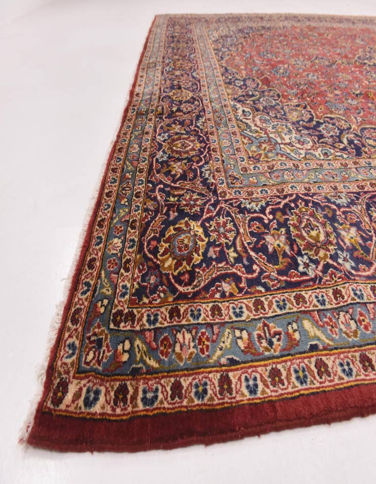 Detail image of  9' 9 x 13' 2  Hand Knotted Kashan Persian Wool Rug