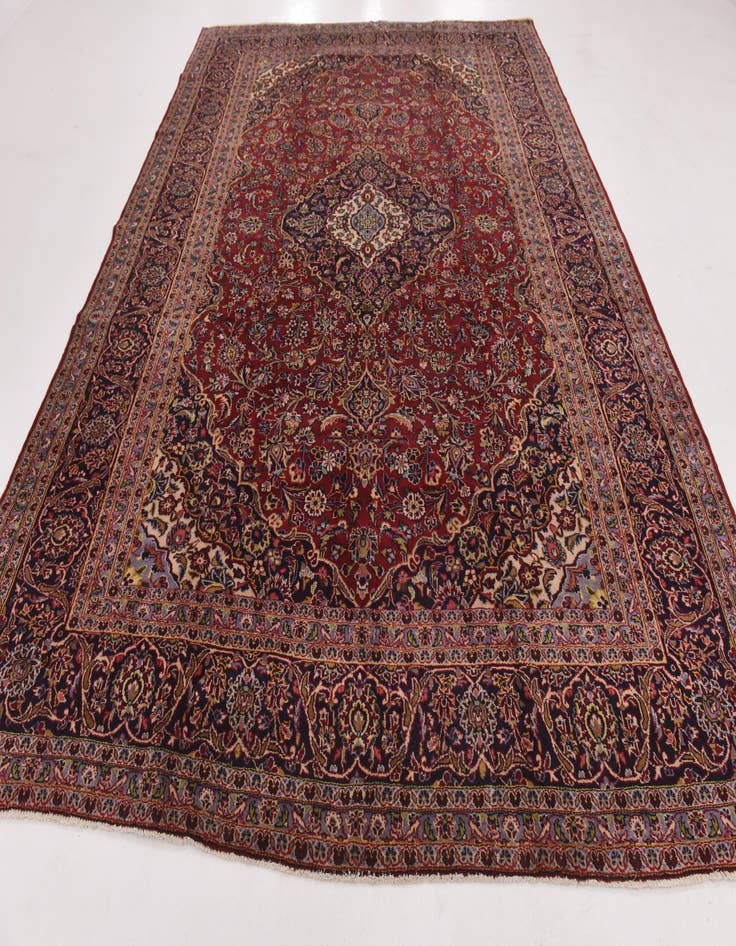 Detail image of  9' 9 x 13' 5  Hand Knotted Kashan Persian Wool Rug