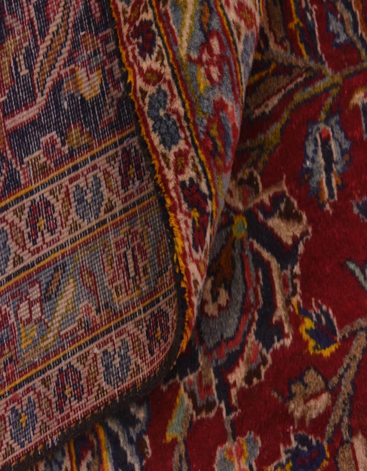Detail image of  9' 8 x 13'  Hand Knotted Kashan Persian Wool Rug