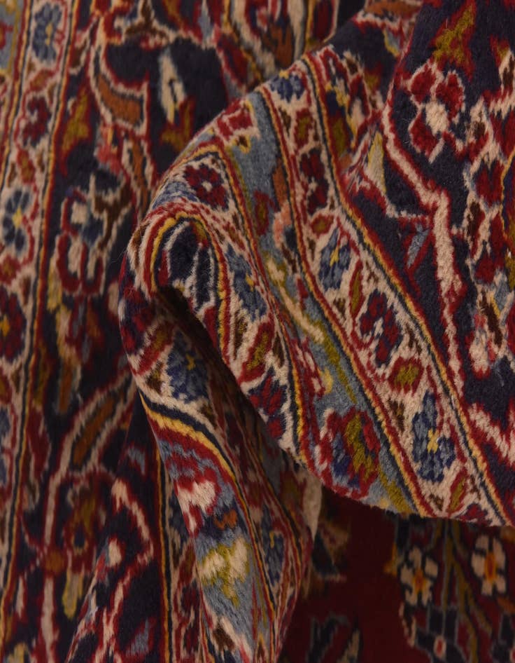 Detail image of  9' 8 x 13'  Hand Knotted Kashan Persian Wool Rug