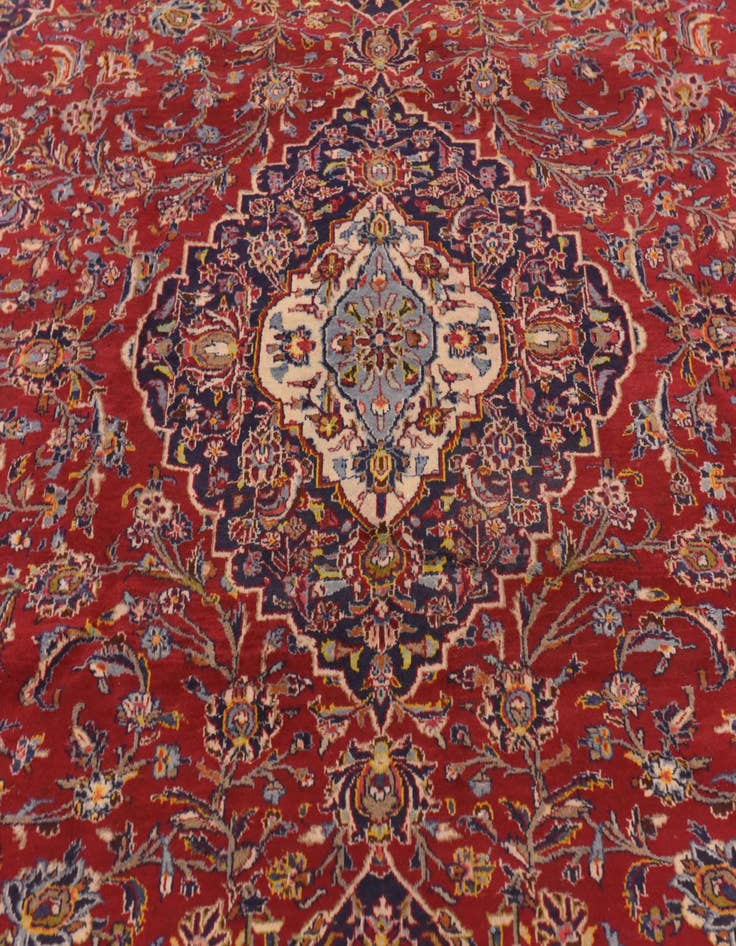 Detail image of  9' 8 x 13'  Hand Knotted Kashan Persian Wool Rug